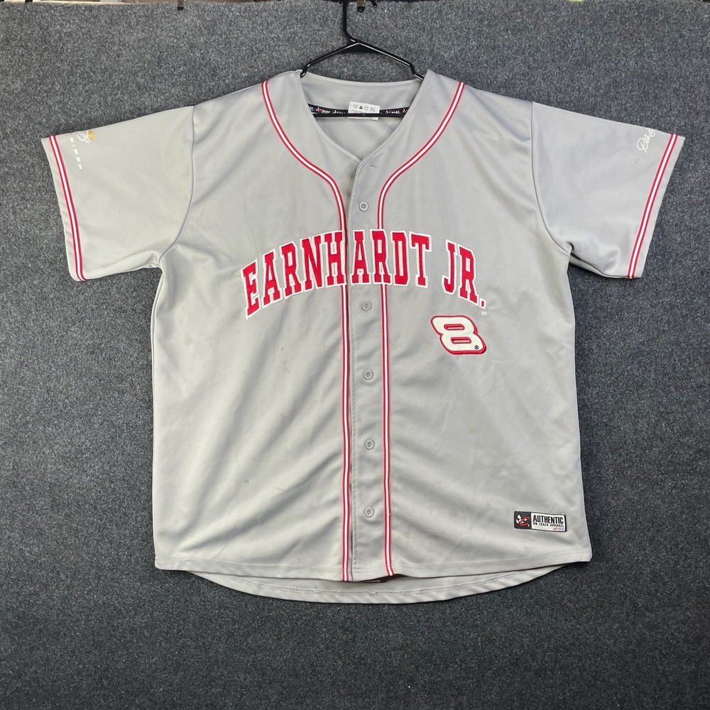 Chase Authentics Dale Earnhardt Jr #8 NASCAR Baseball Jersey Mens 2XL Grey